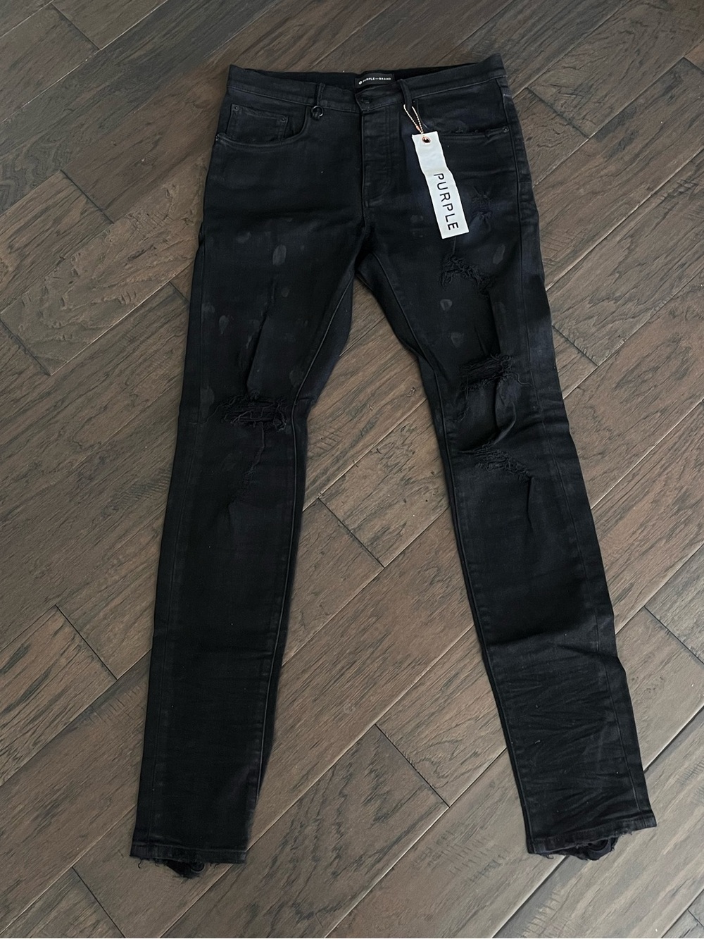 P001 Black Oil Spill Men’s Jeans - Purple Brand